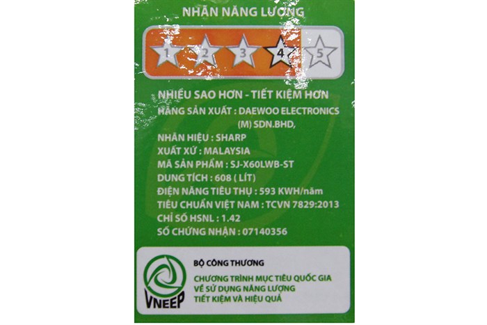 Tủ lạnh Sharp SJ-X60LWB 608 lít Màu Inox