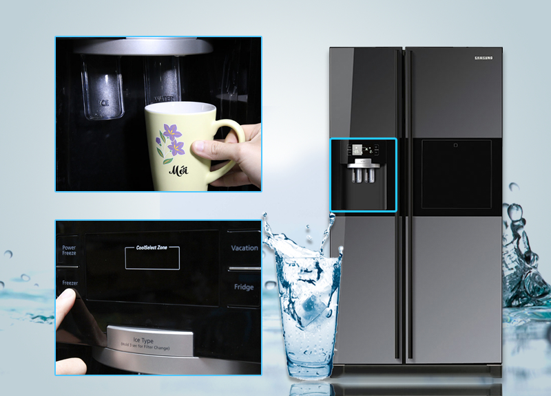 Tủ lạnh Samsung RSH5ZLMR1/XSV có thể lấy đá và nước từ bên ngoài mà không cần mở cửa tủ ra
