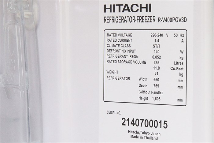Tủ lạnh Hitachi Inverter 335 lít R-V400PGV3D-SLS Màu Bạc