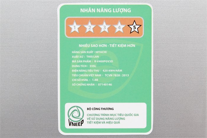 Tủ lạnh Hitachi Inverter 335 lít R-V400PGV3D-SLS Màu Bạc