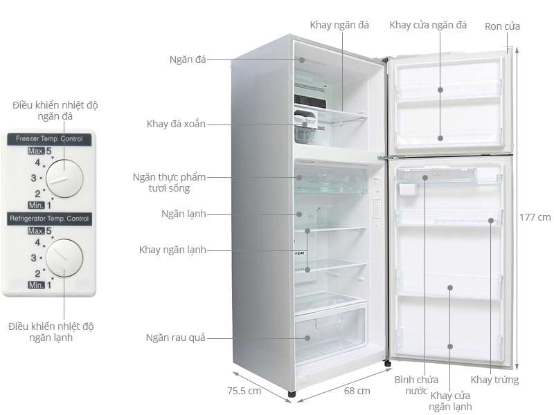 Thông số kỹ thuật Tủ lạnh Hitachi Inverter 395 lít R-V470PGV3D