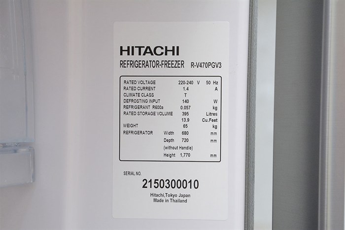 Tủ lạnh Hitachi 395 lít R-V470PGV3 INX Màu Inox