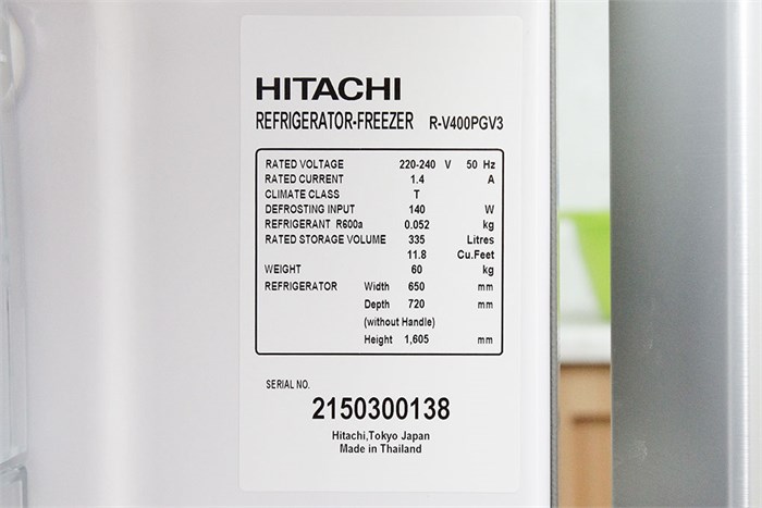 Tủ lạnh Hitachi 335 lít R-V400PGV3-INX Màu Inox