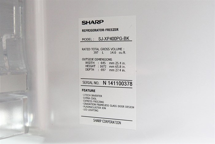 Tủ lạnh Sharp Inverter 397 lít SJ-XP400PG