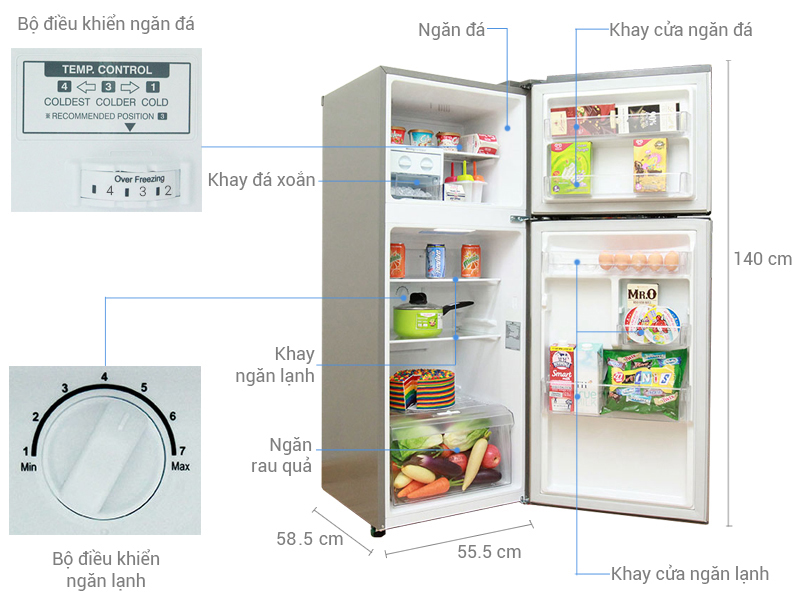 Thông số kỹ thuật Tủ lạnh LG 189 lít GN-L205PS