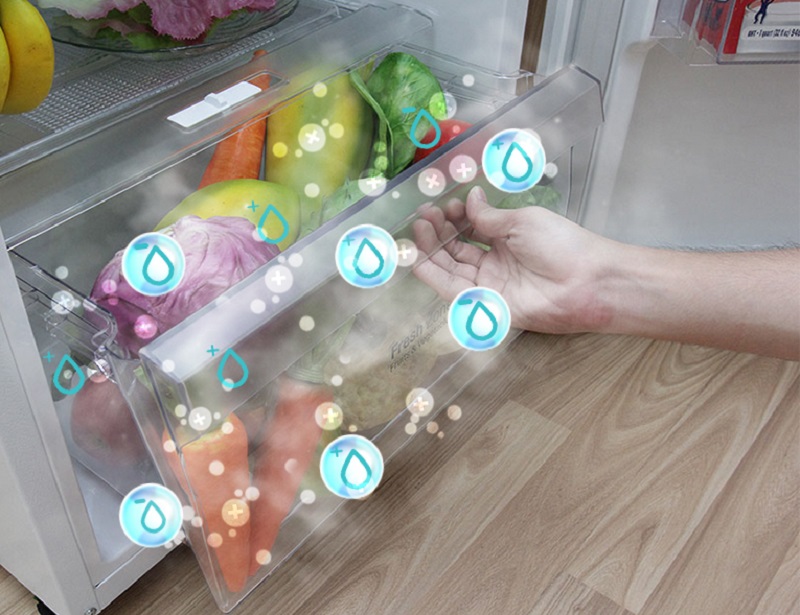 Ngăn rau củ của tủ lạnh LG GR-L333PS có khả năng cân bằng độ ẩm với kích thước lớn