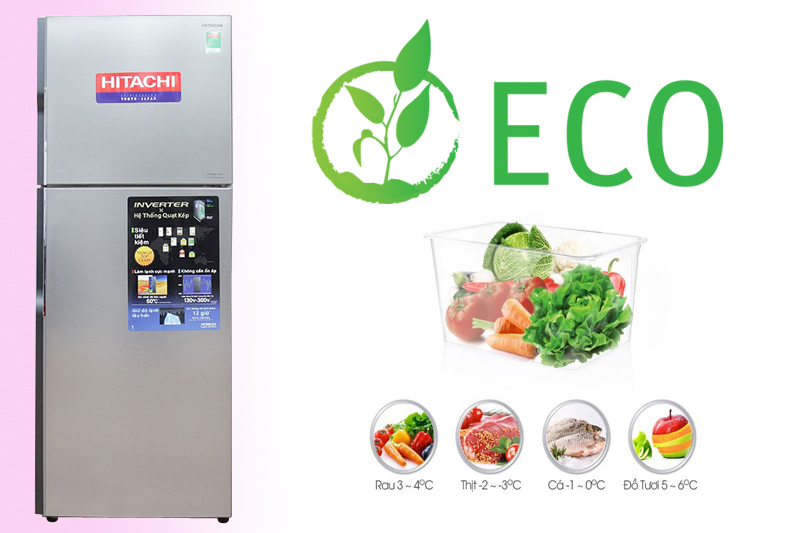 Hitachi R-V440PGV3-INX trang bị cảm ứng Eco