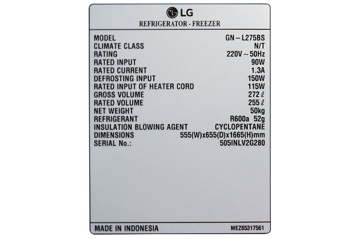 Tủ lạnh LG Inverter 255 lít GN-L275BS Màu Xám