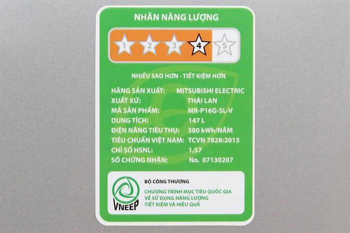 Tủ lạnh Mitsubishi Electric MR-P16G-SL-V 147 lít Màu Bạc