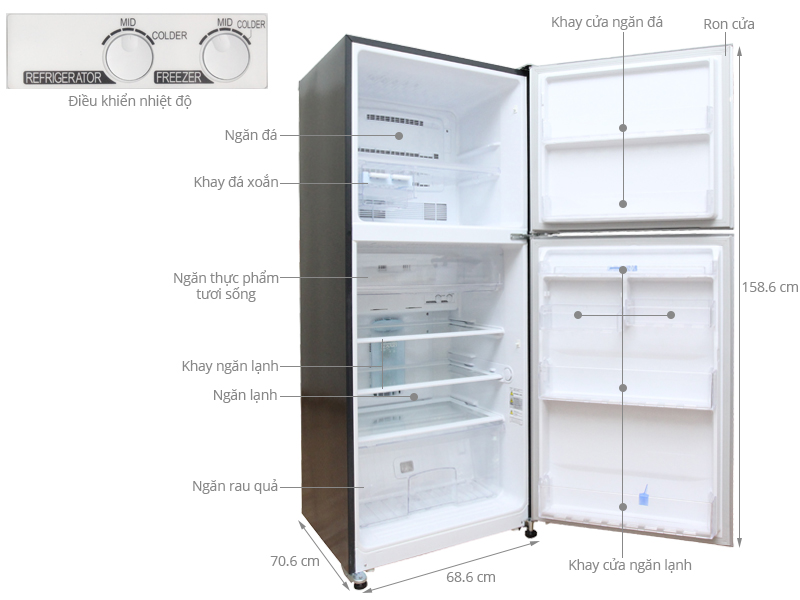 Tủ lạnh Mitsubishi Electric Inverter 346 lít MR-F42EH-SLW