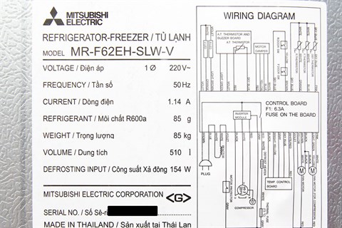 Tủ lạnh Mitsubishi Electric 510 lít MR-F62EH-SLW