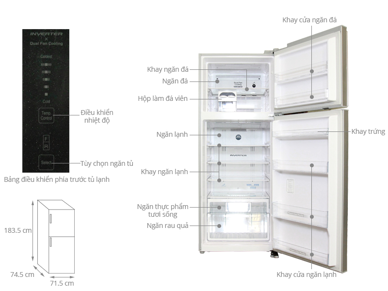 Thông số kỹ thuật Tủ lạnh Hitachi 450 lít R-V540PGV3