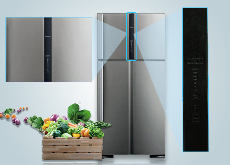 Tủ lạnh Hitachi R-V540PGV3 có bảng điều khiển cảm ứng ở bên ngoài Tủ lạnh Hitachi R-V540PGV3 có bảng điều khiển cảm ứng ở bên ngoài