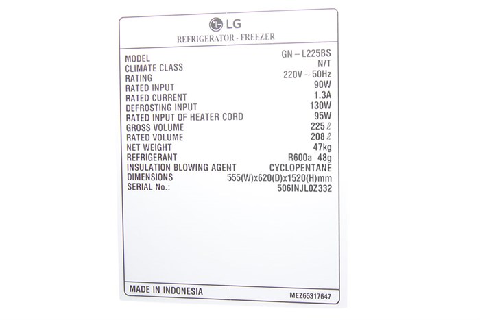 Tủ lạnh LG Inverter 208 lít GN-L225BS Màu Bạc