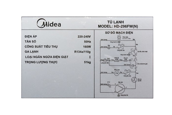 Tủ lạnh Midea 228 lít HD-296FW(N) Màu Xám