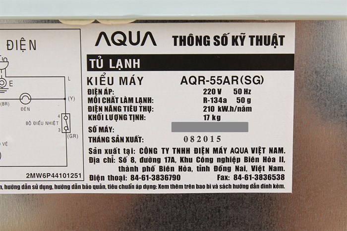 Tủ lạnh Aqua 50 lít AQR-55AR Màu Xanh ngọc