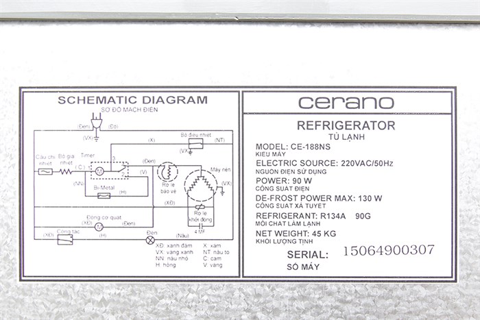 Tủ lạnh VTB 156 lít CE-188NS Màu Inox