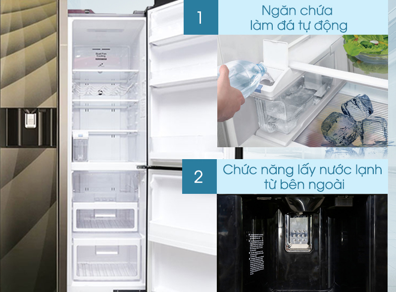 Giải khát nhanh cùng ngăn làm đá tự động - Tủ lạnh Hitachi 584 lít R-M700AGPGV4X DIA