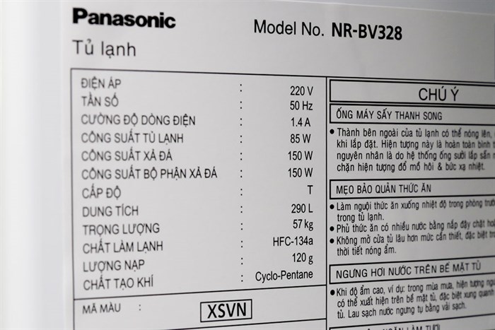 Tủ lạnh Panasonic Inverter 290 lít NR-BV328XSVN Màu Xám