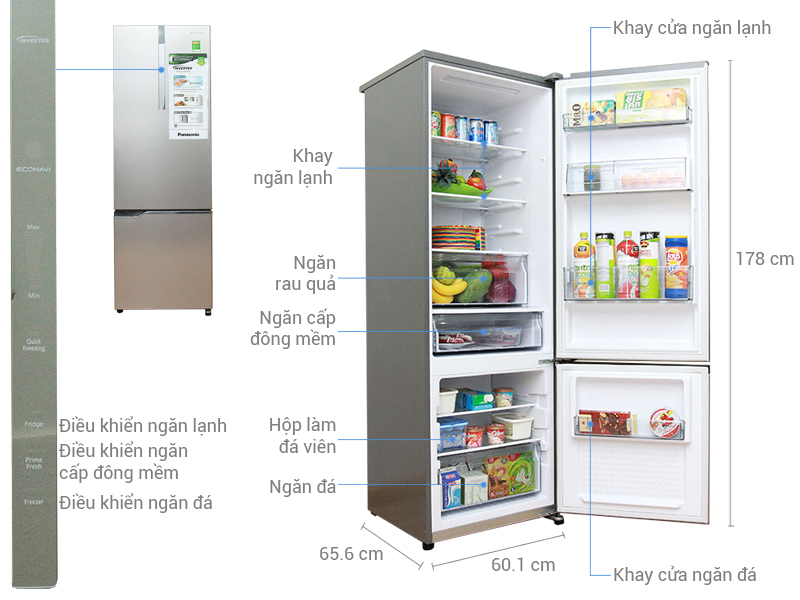 Tủ lạnh Panasonic Inverter 322 lít NR-BV368XSVN
