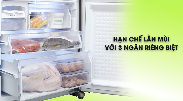 Ngăn đông riêng biệt giúp làm lạnh nhanh và không lẫn mùi - Tủ lạnh Panasonic NR-BX468XSVN 405 lít