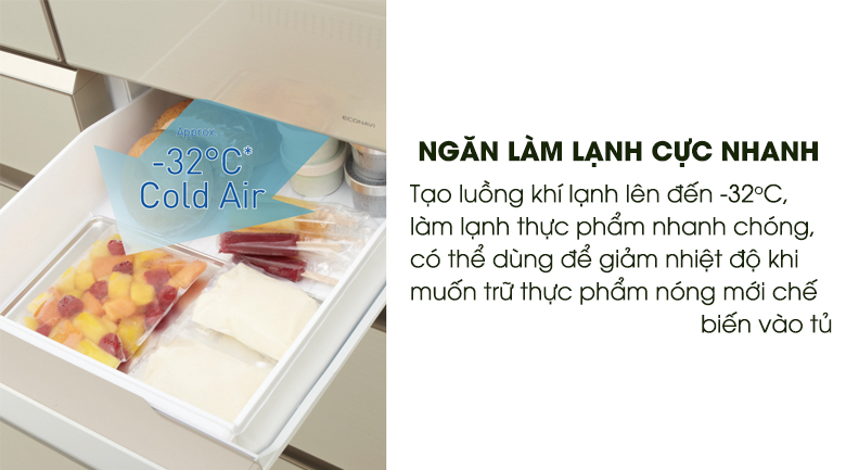 Ngăn làm lạnh nhanh làm lạnh nhanh hơn, ngay cả thực phẩm nóng - Tủ lạnh Panasonic Inverter 588 lít NR-F610GT-N2