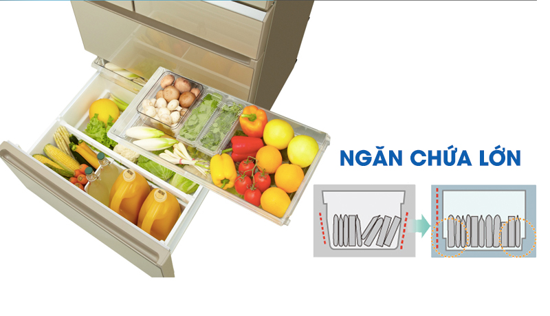 Thoải mái dự trữ nhiều thực phẩm với ngăn chưa lớn - Tủ lạnh Panasonic 588 lít NR-F610GT-N2