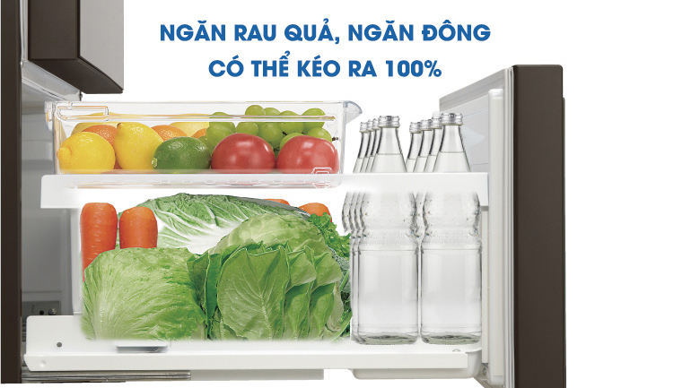 Ngăn đông và ngăn rau củ có thể kéo ra 100% - Tủ lạnh Panasonic Inverter 588 lít NR-F610GT-X2  Ngăn đông và ngăn rau củ có thể kéo ra 100% - Tủ lạnh Panasonic Inverter 588 lít NR-F610GT-X2
