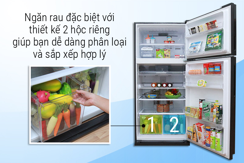 Ngăn rau quả có 2 hộc tiện lợi