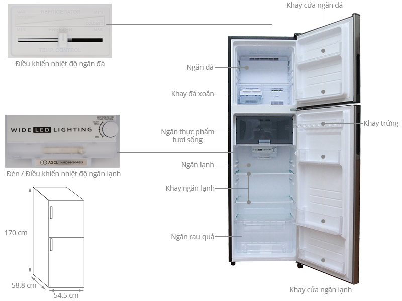 Thông số kỹ thuật Tủ lạnh Sharp 271 lít SJ-280E-SL