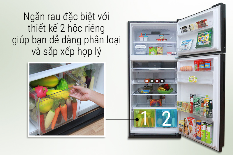 Ngăn rau thiết kế 2 hộc