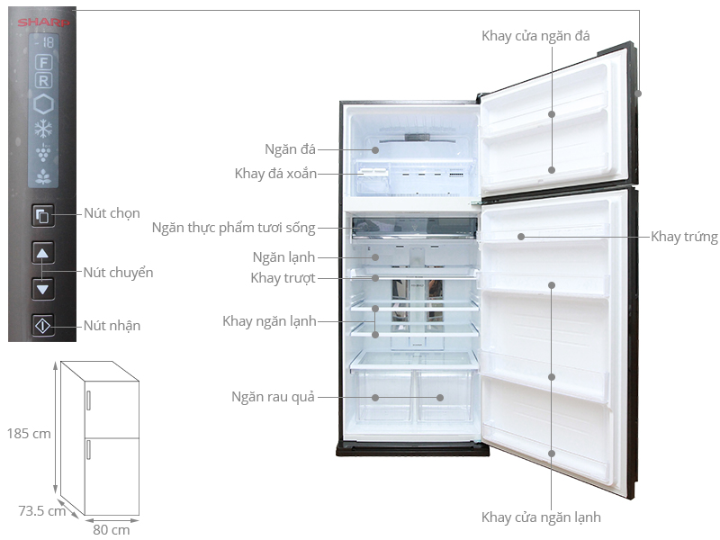 Thông số kỹ thuật Tủ lạnh Sharp Inverter 583 lít SJ-XP630PG-BK