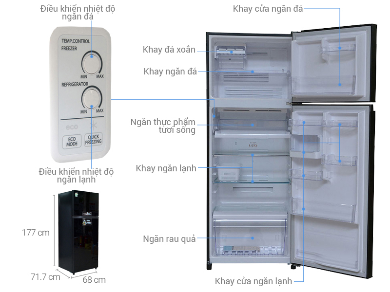Thông số kỹ thuật Tủ lạnh Toshiba 409 lít GR-TG46VPDZ (XK1)