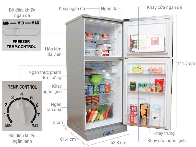 Thông số kỹ thuật Tủ lạnh Aqua 186 lít AQR-S205BN SN