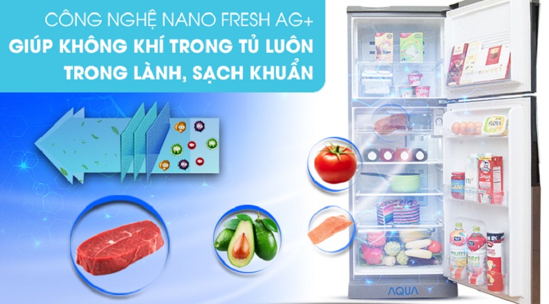 Kháng khuẩn, khử mùi với công nghệ Nano Fresh Ag+ - Tủ lạnh Aqua 207 lít AQR-U235BN