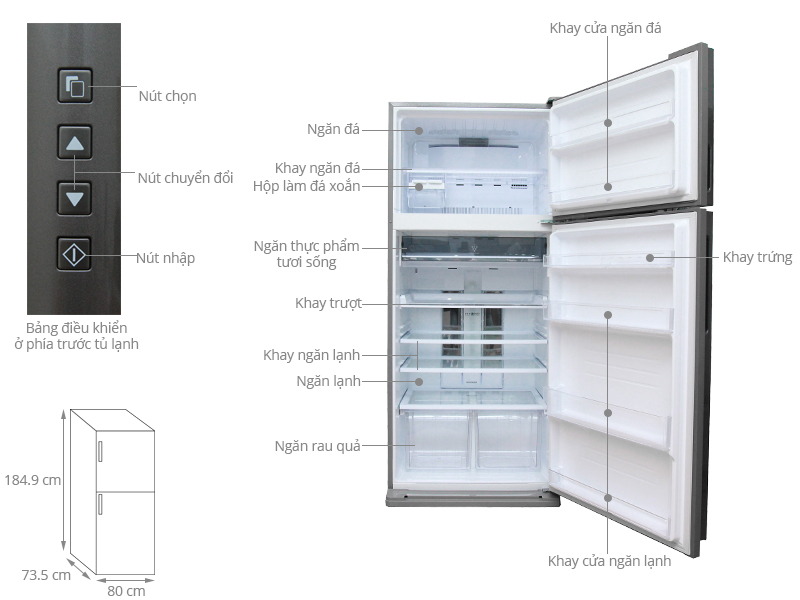 Thông số kỹ thuật Tủ lạnh Sharp Inverter 627 lít SJ-XP630PG-SL