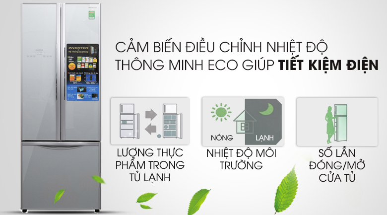 Cảm biến thông minh Eco - Tủ lạnh Hitachi Inverter 382 lít R-WB475PGV2