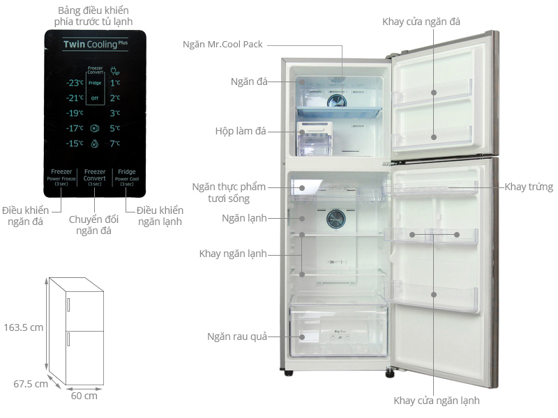 Thông số kỹ thuật Tủ lạnh Samsung Inverter 299 lít RT29K5532S8/SV