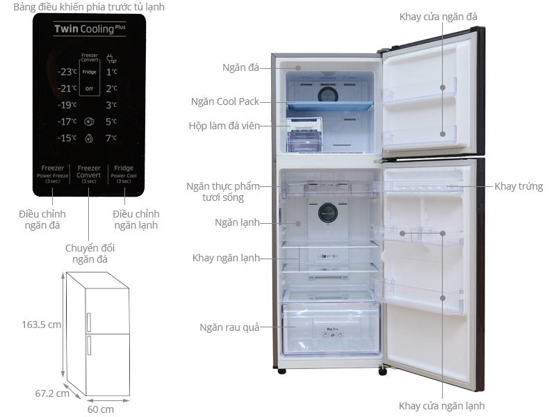 Thông số kỹ thuật Tủ lạnh Samsung Inverter 299 lít RT29K5532UT/SV