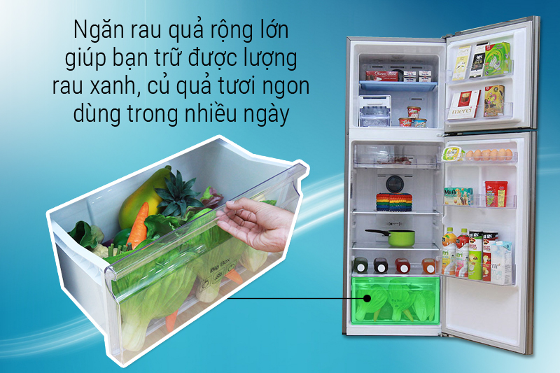 Ngăn rau quả rộng lớn