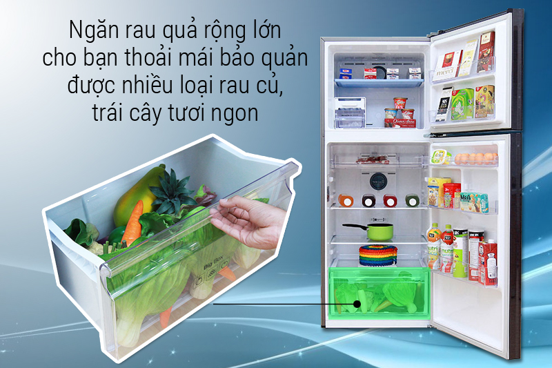 Ngăn rau quả rộng rãi