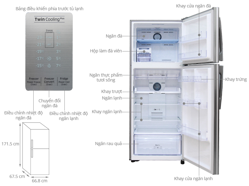 Thông số kỹ thuật Tủ lạnh Samsung 443 lít RT43K6331SL/SV