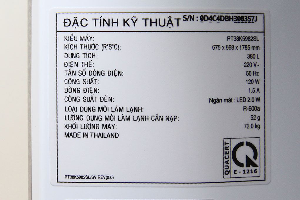 Tủ lạnh Samsung Inverter 380 lít RT38K5982SL/SV Màu Xám