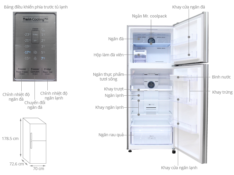 Thông số kỹ thuật Tủ lạnh Samsung Inverter 438 lít RT43K6631SL/SV
