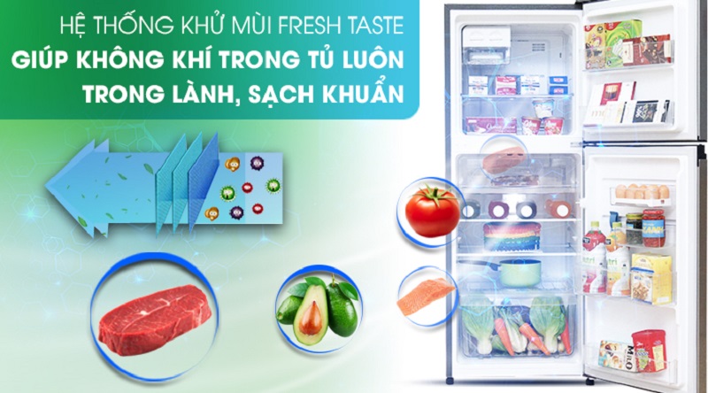 Hệ thống khử mùi FreshTaste loại bỏ đến 99.8% vi khuẩn và mùi khó chịu - Tủ lạnh Electrolux Inverter 211 lít ETB2100MG