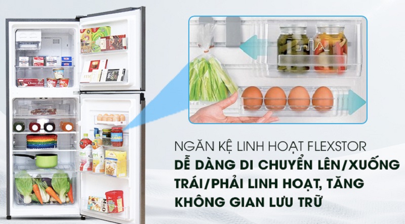 Ngăn kệ linh hoạt FlexStor - Tủ lạnh Electrolux Inverter 211 lít ETB2100MG