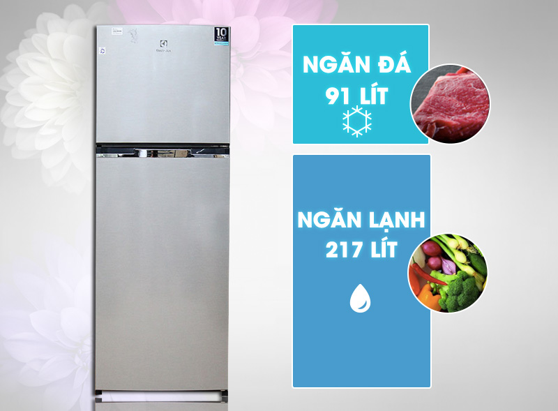 Sở hữu dung tích 318 lít, tủ lạnh Electrolux ETB3200MG phù hợp cho những gia đình có từ 5 đến 7 người Sở hữu dung tích 318 lít, tủ lạnh Electrolux ETB3200MG phù hợp cho những gia đình có từ 5 đến 7 người