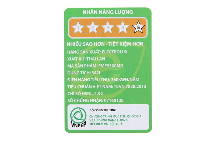 Tủ lạnh Electrolux Inverter 342 lít EME3500MG Màu Bạc