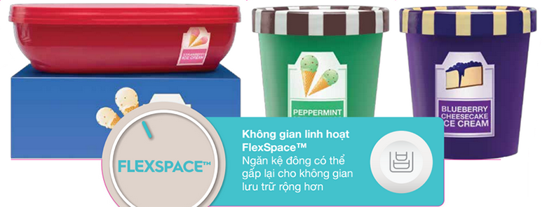 FlexSpace góp phần tăng diện tích sử dụng được cho tủ lạnh Electrolux 524 lít EHE5220AA