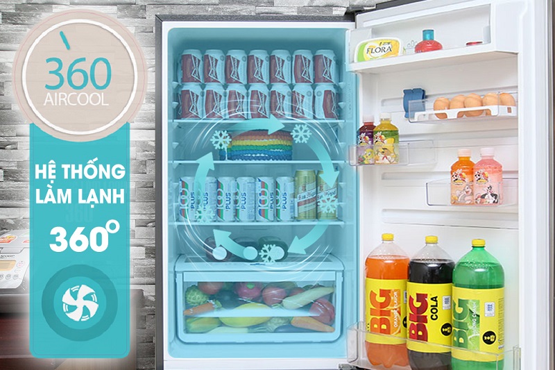 Công nghệ làm lạnh 360 độ của tủ lạnh Electrolux EBE3500AG đem lại sự phân bố luồng khí lạnh khắp tủ